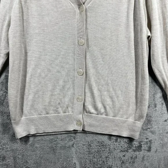 Babaton Cardigan Women Size Medium Cream Nude Button-up V-Neck Finley Silk Blend - Picture 3 of 9